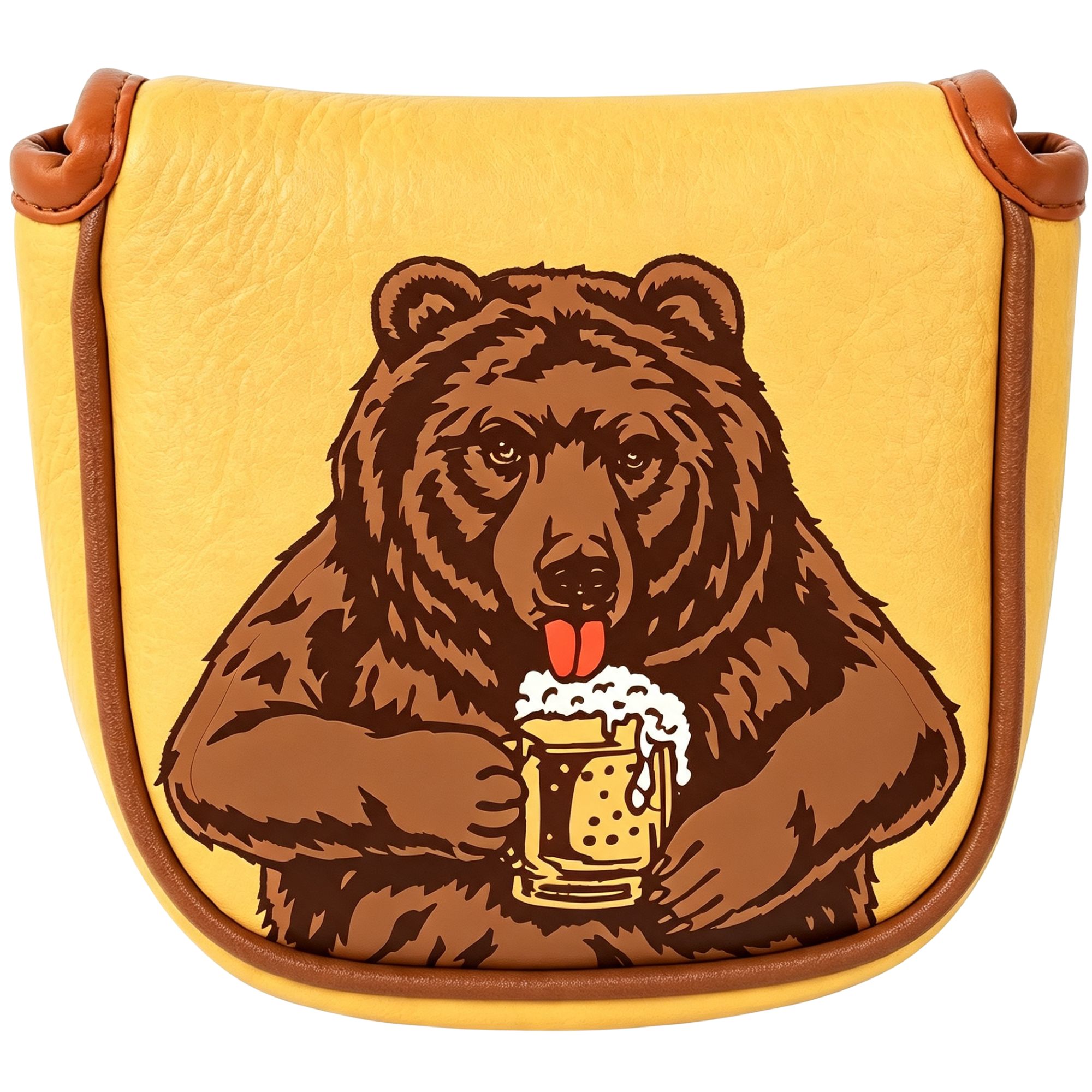Beer & Wine Jockey Plaza Shopping - Golf-Putter-Schutzhülle mit Totenkopf-Stickerei und Bierbären-Design für