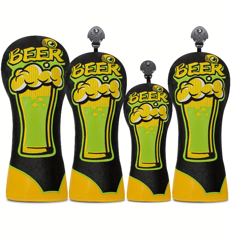 Beer & Wine Jockey Plaza Shopping - Golfschläger-Kopfabdeckung - Bierkrug-Design mit Bierflaschen-Grafik, Kratzfester