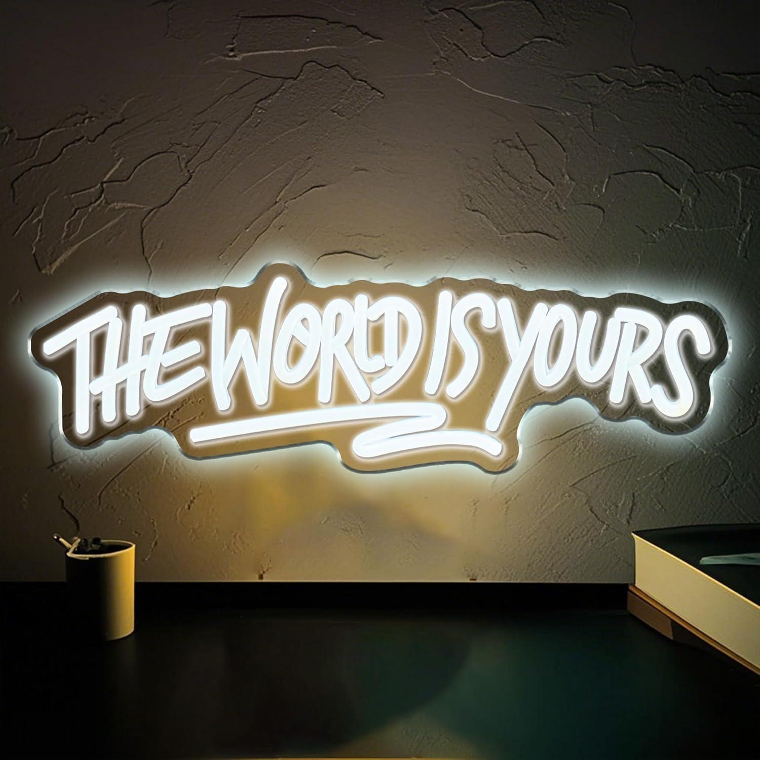 Beer & Wine Jockey Plaza Shopping - „The World is Yours“ Neonschild, USB-betrieben,