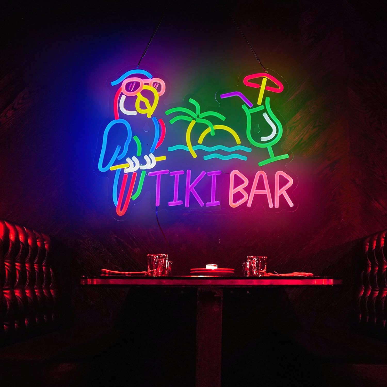 Tiki Bar Papageienpalmen-Neons – Beer & Wine Jockey Plaza Shopping Bewertung und Preis